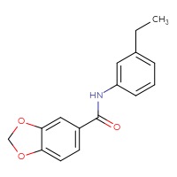 Chemical structure of N-(3-ethylphenyl)-2H-1,3-benzodioxole-5-carboxamide - CSSB00046252142
