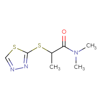 Chemical structure of N,N-dimethyl-2-(1,3,4-thiadiazol-2-ylsulfanyl)propanamide - CSSB00016364522