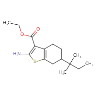 Chemical structure of ethyl 2-amino-6-(2-methylbutan-2-yl)-4,5,6,7-tetrahydro-1-benzothiophene-3-carboxylate - CSSB00020594775