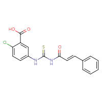 Chemical structure of 2-chloro-5-({[(2E)-3-phenylprop-2-enamido]methanethioyl}amino)benzoic acid - CSSB00102591729