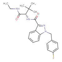 Chemical structure of (2S)-N-ethyl-2-({1-[(4-fluorophenyl)methyl]-1H-indazol-3-yl}formamido)-3,3-dimethylbutanamide - CSSB06744555743