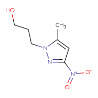 Chemical structure of 3-(5-methyl-3-nitro-1H-pyrazol-1-yl)propan-1-ol - CSSB00011998056