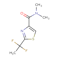 Chemical structure of 2-(1,1-difluoroethyl)-N,N-dimethyl-1,3-thiazole-4-carboxamide - CSSB06258083962