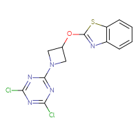 Chemical structure of 2-{[1-(4,6-dichloro-1,3,5-triazin-2-yl)azetidin-3-yl]oxy}-1,3-benzothiazole - CSSB21332146023