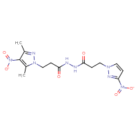 Chemical structure of N'-[3-(3,5-dimethyl-4-nitro-1H-pyrazol-1-yl)propanoyl]-3-(3-nitro-1H-pyrazol-1-yl)propanehydrazide - CSSB00121665235