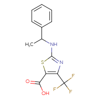 Chemical structure of 2-[(1-phenylethyl)amino]-4-(trifluoromethyl)-1,3-thiazole-5-carboxylic acid - CSSB00015198454