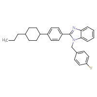 Chemical structure of 1-[(4-fluorophenyl)methyl]-2-[4-(4-propylcyclohexyl)phenyl]-1H-1,3-benzodiazole - CSSB21531615703