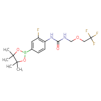 Chemical structure of 1-[2-fluoro-4-(4,4,5,5-tetramethyl-1,3,2-dioxaborolan-2-yl)phenyl]-3-[(2,2,2-trifluoroethoxy)methyl]urea - CSSB21332063611