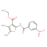 Chemical structure of ethyl 4,5-dimethyl-2-(3-nitrobenzamido)thiophene-3-carboxylate - CSSB00046088079