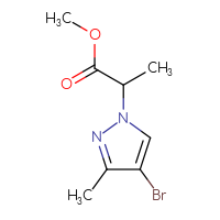 Chemical structure of methyl 2-(4-bromo-3-methyl-1H-pyrazol-1-yl)propanoate - CSSB00016080140