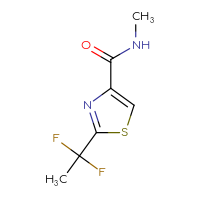 Chemical structure of 2-(1,1-difluoroethyl)-N-methyl-1,3-thiazole-4-carboxamide - CSSB06258083961
