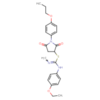 Chemical structure of 1-{[2,5-dioxo-1-(4-propoxyphenyl)pyrrolidin-3-yl]sulfanyl}-N-(4-ethoxyphenyl)-N'-methylmethanimidamide - CSSB00121681039