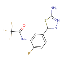 Chemical structure of N-[5-(5-amino-1,3,4-thiadiazol-2-yl)-2-fluorophenyl]-2,2,2-trifluoroacetamide - CSSB14831789902