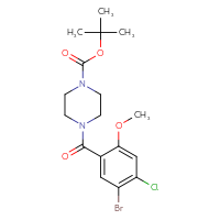 Chemical structure of tert-butyl 4-(5-bromo-4-chloro-2-methoxybenzoyl)piperazine-1-carboxylate - CSSB00107560079