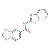 Chemical structure of N-(1,3-benzothiazol-2-yl)-2H-1,3-benzodioxole-5-carboxamide - CSSB00026373909