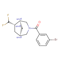 Chemical structure of rac-(1R,5S,6S)-3-(3-bromobenzoyl)-6-(difluoromethyl)-3-azabicyclo[3.2.1]octane - CSSB21432544816
