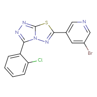 Chemical structure of 3-bromo-5-[3-(2-chlorophenyl)-[1,2,4]triazolo[3,4-b][1,3,4]thiadiazol-6-yl]pyridine - CSSB00121603945