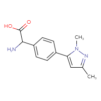 Chemical structure of 2-amino-2-[4-(1,3-dimethyl-1H-pyrazol-5-yl)phenyl]acetic acid - CSSB21531607601