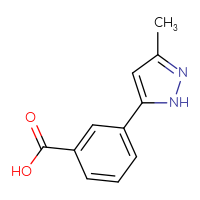 Chemical structure of 3-(3-methyl-1H-pyrazol-5-yl)benzoic acid - CSSB00010936465
