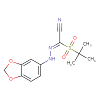 Chemical structure of (Z)-N-(2H-1,3-benzodioxol-5-yl)-1-(2-methylpropane-2-sulfonyl)methanecarbohydrazonoyl cyanide - CSSB00025731868