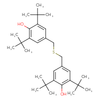 Chemical structure of 2,6-di-tert-butyl-4-({[(3,5-di-tert-butyl-4-hydroxyphenyl)methyl]sulfanyl}methyl)phenol - CSSB00016997250