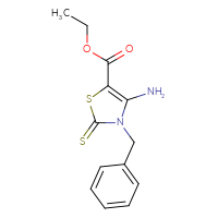 Chemical structure of ethyl 4-amino-3-benzyl-2-sulfanylidene-2,3-dihydro-1,3-thiazole-5-carboxylate - CSSB00010003510