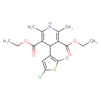 Chemical structure of 3,5-diethyl 4-(2,5-dichlorothiophen-3-yl)-2,6-dimethyl-1,4-dihydropyridine-3,5-dicarboxylate - CSSB20539823774