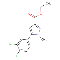 Chemical structure of ethyl 5-(3,4-dichlorophenyl)-1-methyl-1H-pyrazole-3-carboxylate - CSSB01097634960