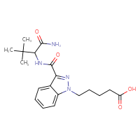 Chemical structure of 5-{3-[(1-carbamoyl-2,2-dimethylpropyl)carbamoyl]-1H-indazol-1-yl}pentanoic acid - CSSB06657276435