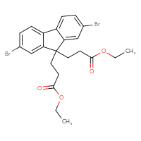 Chemical structure of ethyl 3-[2,7-dibromo-9-(3-ethoxy-3-oxopropyl)-9H-fluoren-9-yl]propanoate - CSSB00121573513