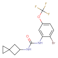 Chemical structure of 1-[2-bromo-5-(trifluoromethoxy)phenyl]-3-{spiro[2.3]hexan-5-yl}urea - CSSB01019690596