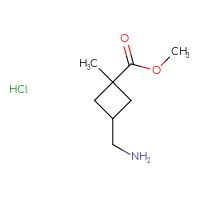 Chemical structure of methyl 3-(aminomethyl)-1-methylcyclobutane-1-carboxylate hydrochloride - CSSB20963515940