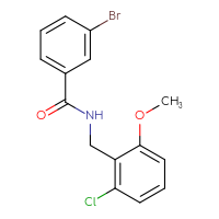 Chemical structure of 3-bromo-N-[(2-chloro-6-methoxyphenyl)methyl]benzamide - CSSB00055578558