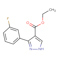 Chemical structure of ethyl 3-(3-fluorophenyl)-1H-pyrazole-4-carboxylate - CSSB00160524000