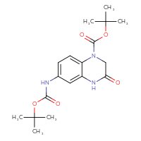 Chemical structure of tert-butyl 6-{[(tert-butoxy)carbonyl]amino}-3-oxo-1,2,3,4-tetrahydroquinoxaline-1-carboxylate - CSSB00010212368