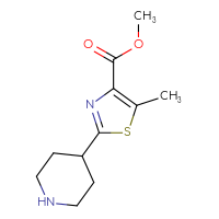 Chemical structure of methyl 5-methyl-2-(piperidin-4-yl)-1,3-thiazole-4-carboxylate - CSSB00006414322