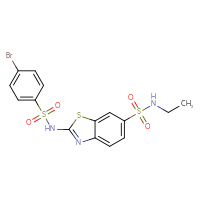 Chemical structure of 2-(4-bromobenzenesulfonamido)-N-ethyl-1,3-benzothiazole-6-sulfonamide - CSSB00160861989