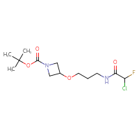 Chemical structure of tert-butyl 3-[3-(2-chloro-2-fluoroacetamido)propoxy]azetidine-1-carboxylate - CSSB21332168430