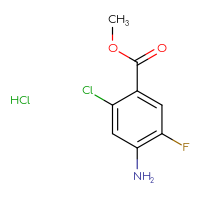 Chemical structure of methyl 4-amino-2-chloro-5-fluorobenzoate hydrochloride - CSSB06256045972