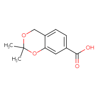 Chemical structure of 2,2-dimethyl-2,4-dihydro-1,3-benzodioxine-7-carboxylic acid - CSSB02495365539