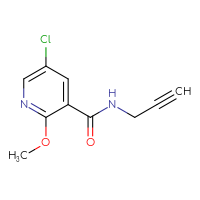 Chemical structure of 5-chloro-2-methoxy-N-(prop-2-yn-1-yl)pyridine-3-carboxamide - CSSB02496350699