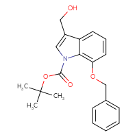 Chemical structure of tert-butyl 7-(benzyloxy)-3-(hydroxymethyl)-1H-indole-1-carboxylate - CSSB00010163199