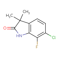 Chemical structure of 6-chloro-7-fluoro-3,3-dimethyl-2,3-dihydro-1H-indol-2-one - CSSB00012767681