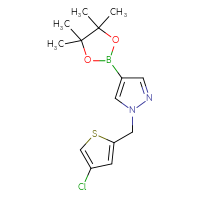 Chemical structure of 1-[(4-chlorothiophen-2-yl)methyl]-4-(4,4,5,5-tetramethyl-1,3,2-dioxaborolan-2-yl)-1H-pyrazole - CSSB06445455275