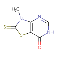 Chemical structure of 3-methyl-2-sulfanylidene-2H,3H,6H,7H-[1,3]thiazolo[4,5-d]pyrimidin-7-one - CSSB00000013668