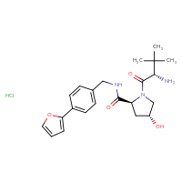 Chemical structure of (2S,4R)-1-[(2S)-2-amino-3,3-dimethylbutanoyl]-N-{[4-(furan-2-yl)phenyl]methyl}-4-hydroxypyrrolidine-2-carboxamide hydrochloride - CSSB03636351307