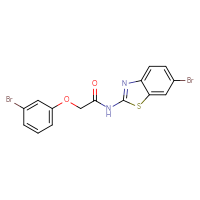 Chemical structure of N-(6-bromo-1,3-benzothiazol-2-yl)-2-(3-bromophenoxy)acetamide - CSSB00161713203