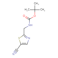 Chemical structure of tert-butyl N-[(5-cyano-1,3-thiazol-2-yl)methyl]carbamate - CSSB00010264065