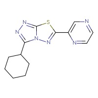 Chemical structure of 2-{3-cyclohexyl-[1,2,4]triazolo[3,4-b][1,3,4]thiadiazol-6-yl}pyrazine - CSSB00121616766