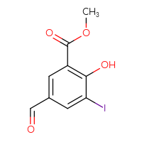 Chemical structure of methyl 5-formyl-2-hydroxy-3-iodobenzoate - CSSB20504684382